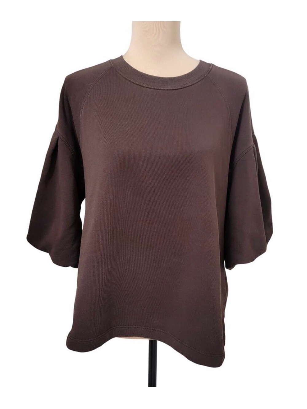 Madewell Brown Chic Short Sleeve Puff Sweater Top Size medium